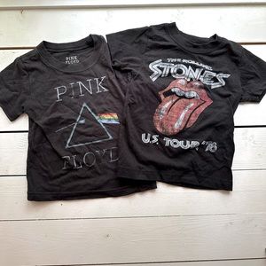 Boys Pink Floyd and Rolling Stones tshirts